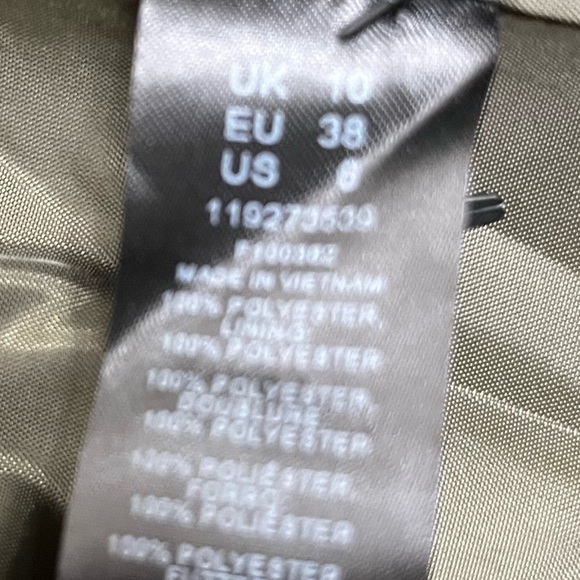 ASOS Oversized Double Breasted Notched Collar Pea Coat Khaki Size 6 - Picture 12 of 15